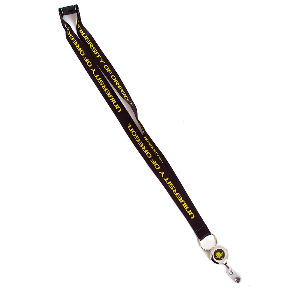 Fighting Duck, Neil, Black, Lanyard, Gifts, 0.75", Badge, Reel, University of Oregon, 960324